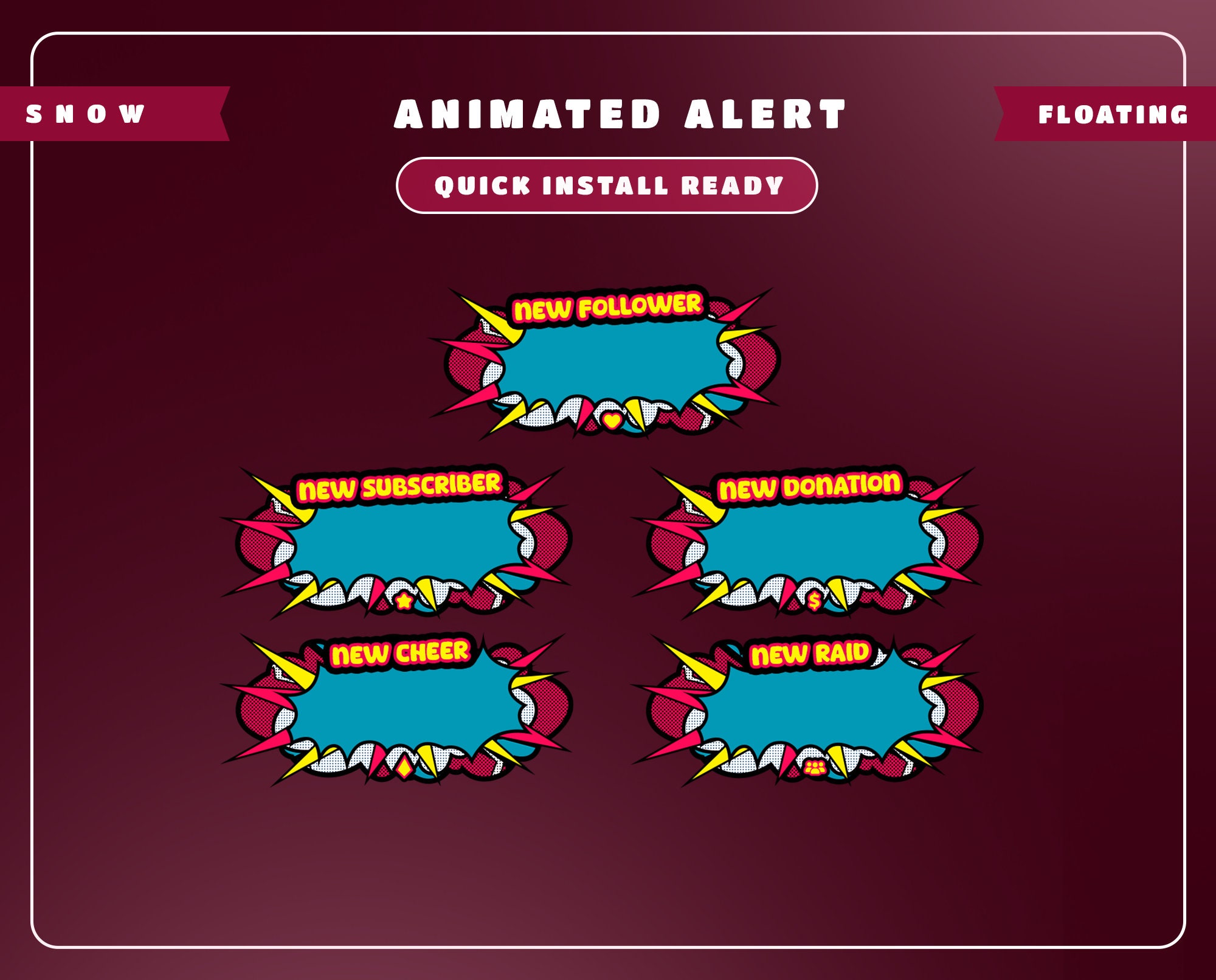 Pop Art Animated Stream Overlay Package for Twitch, Youtube,kick, Comic ...