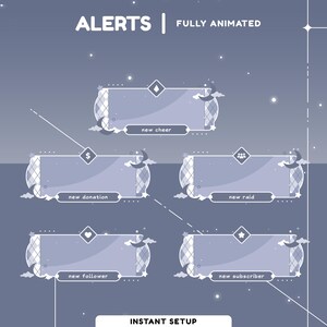 Cloudy Reverie Animated Stream Alert Package for Twitch, Youtube, Pastel Color Overlay, Aesthetic Alert, Calm Color, Follower, Donation, Sub