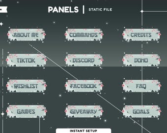 Japan Serenity Static Stream Panel Package, Japan Theme Vtuber Overlay, Pink Panel Calm Color, Falling Cherry Blossom Twitch, Cute Sakura