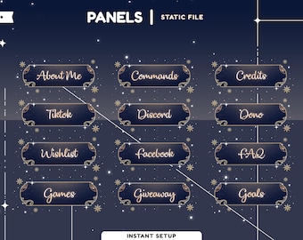 Celestial Christmas Static Panel Overlay for Twitch, Kick, Youtube, Christmas Overlay Twitch Graphic, Holiday Streams Panel, Celestial Panel