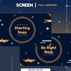 Celestial Harmony Animated Stream Screen for Twitch, Youtube,Dark Blue Twitch Overlay, Royal Overlay, Stream With Style Minimalist Design