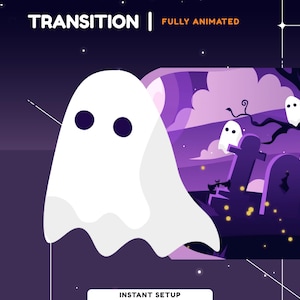 Niedlicher Halloween Animierter Stinger Übergang, Halloween-Thema, Vtuber Overlay, Übergang Geist Twitch Overlay, Kürbis Horror dunkle Farbe