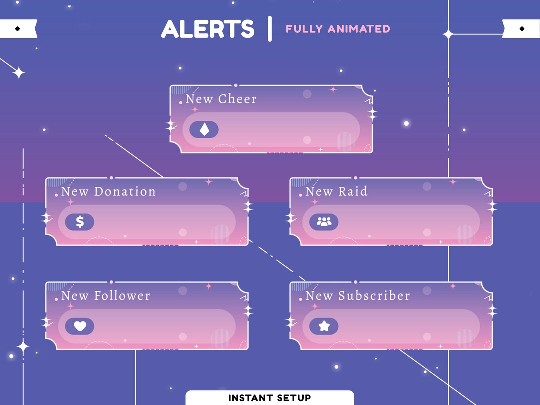 Aurora Pulse Aesthetic Animated Stream Alert Package for Twitch, Soft ...