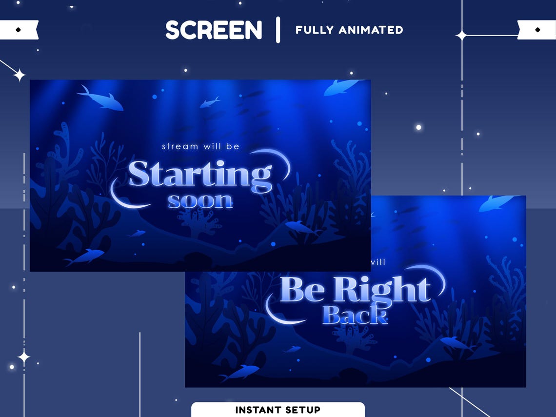 Marine Glow Animated Overlay Package, Blue Sea Stream Bundle ...