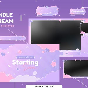 Pacote de sobreposição de fluxo animado Cloud Dream para Twitch, YouTube, Kick, sobreposição de fluxo de nuvem fofa, vibrações pastéis, sobreposição de fluxo de cores suaves