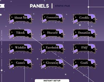 Golden Stardust Static Stream Panel Package, Pastel Purple Overlay, Galaxy Panels, Purple Black Panels, Star Overlay Panels, Cosmic Panels