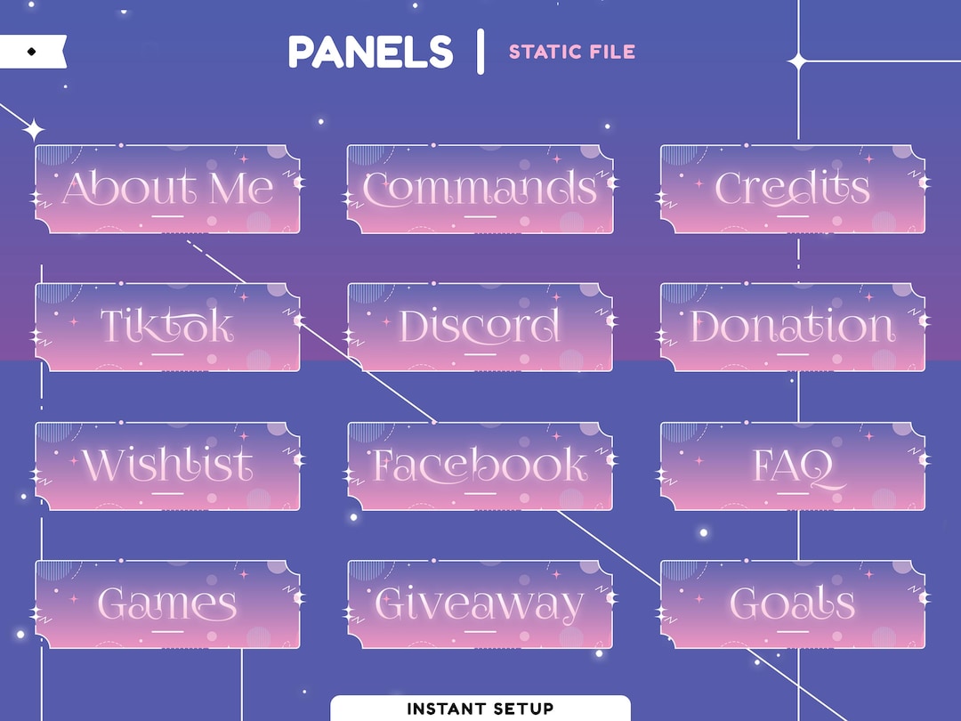 Aurora Pulse Static Stream Panel Package, Pink Purple Stream Panels ...