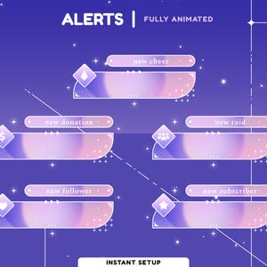 Cosmic Lovely Aesthetic Animated Stream Alert Package for Twitch, Youtube, Pastel Color Overlay, Pink Twitch Overlay, Calm Twitch Alerts