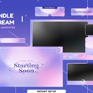 Pacote de sobreposição de fluxo animado estético cósmico para Twitch, Youtube, Kick, sobreposição animada Kawaii, tema estético Twitch, sobreposição fofa