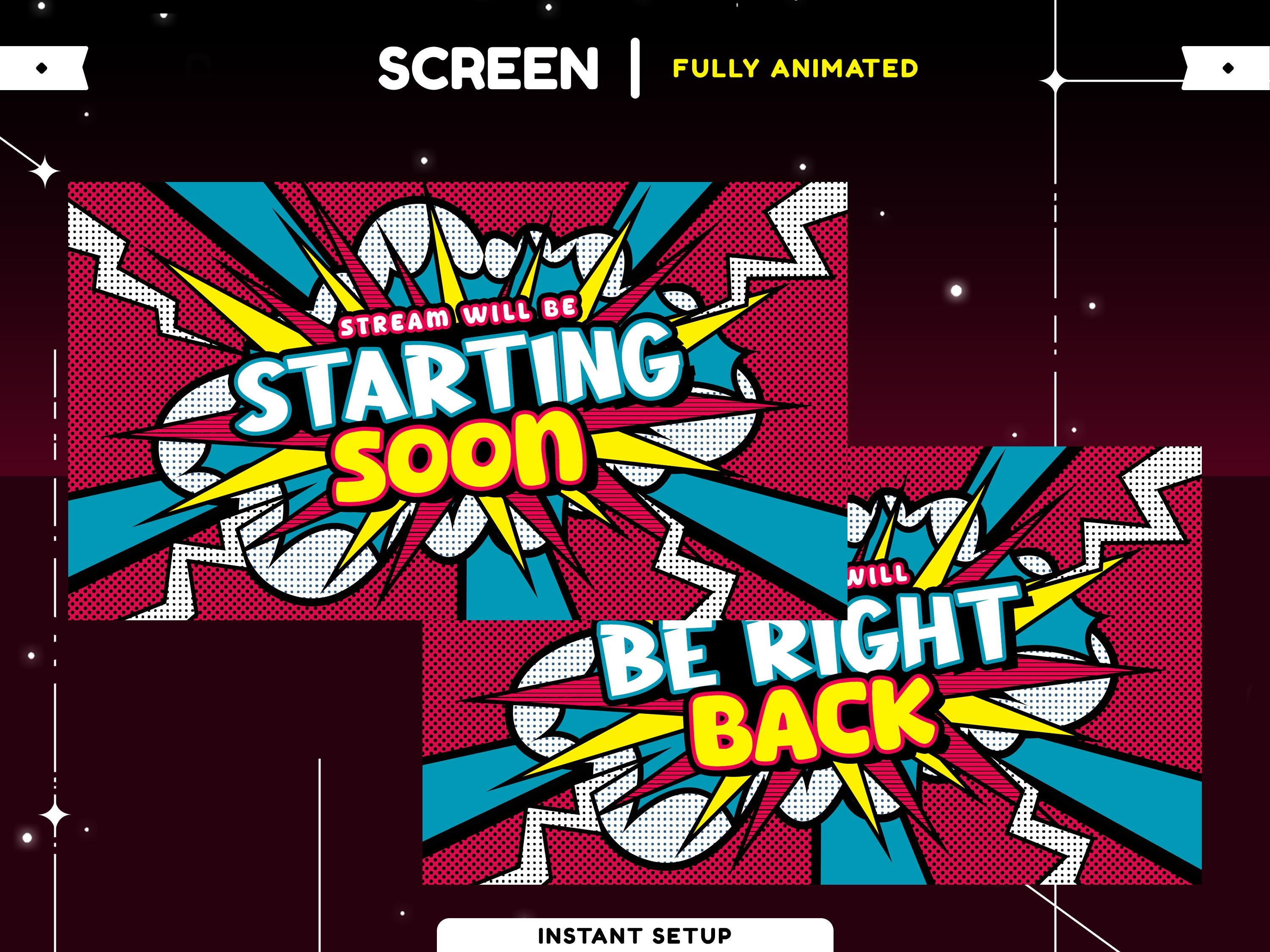 Pop Art Animated Stream Overlay Package for Twitch, Youtube,kick, Comic ...