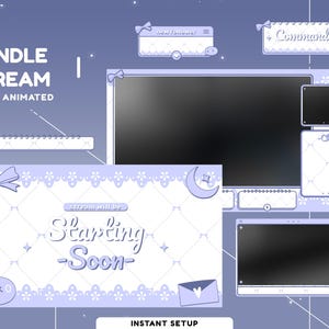 Lavender Lace Animated Overlay Package Twitch Bundle, Pastel Stream Overlay, Cute Twitch Overlay, Cute Bow Theme Overlay, Moon Star Overlay