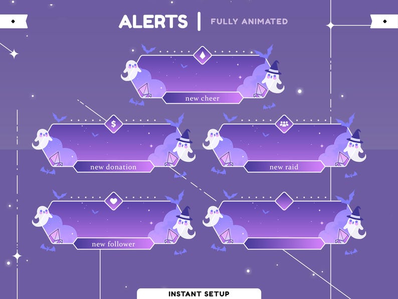 Violet Aurora Animated Stream Alert Package, Halloween Stream, Purple ...