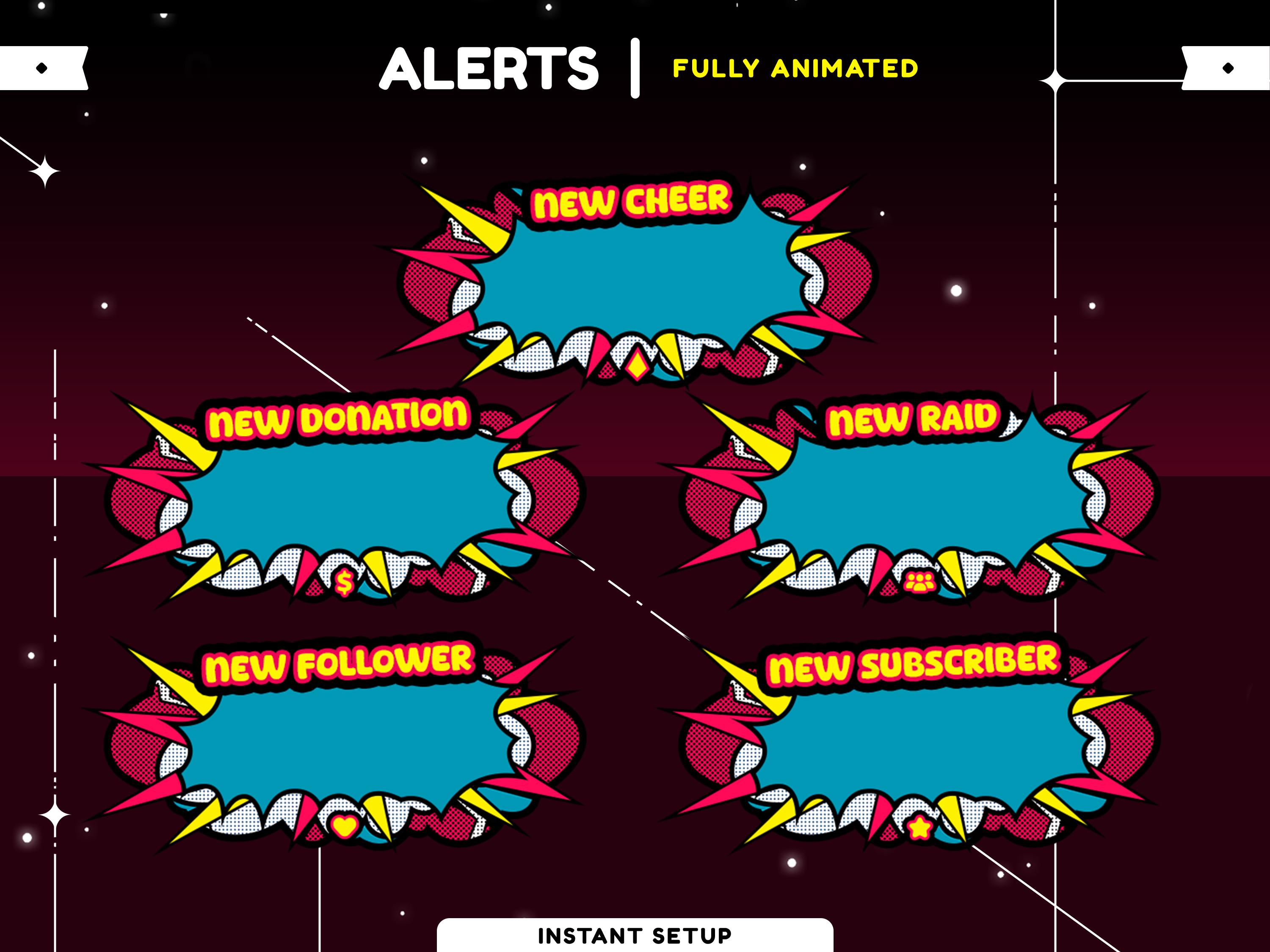 Pop Art Animated Stream Overlay Package for Twitch, Youtube,kick, Comic ...