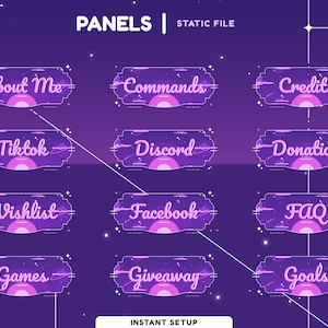 Cloud Night Stream Panel Package for Twitch, Galaxy Theme, Vtuber Overlay Purple, Panel Cute Kawaii, Pastel Color Cloud, Simpel Vtuber Panel