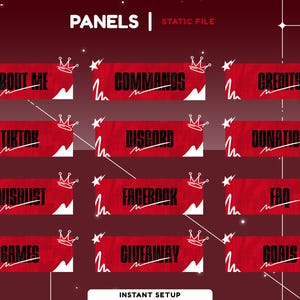 Statisk panelöverlägg för rollspel för Twitch, Kick, Youtube, röda panelöverlägg, Twitch-grafik, abstrakta strömmar, enkel panel, modern överlägg