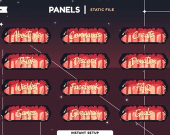 Shadow Cave Static Stream Panel Pack, Flora Stream, Dark Aesthetic, Forest Streamer Panel, Dark Fantasy Overlay, Mystic Theme, Black Red