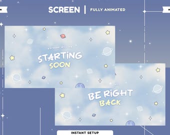 Planet Whispers Animated Stream Screen, Pastel Sky Overlay, Pastel Sky Vtuber, Whimsical Space Theme, Starry Twitch, Cute Stream Screens