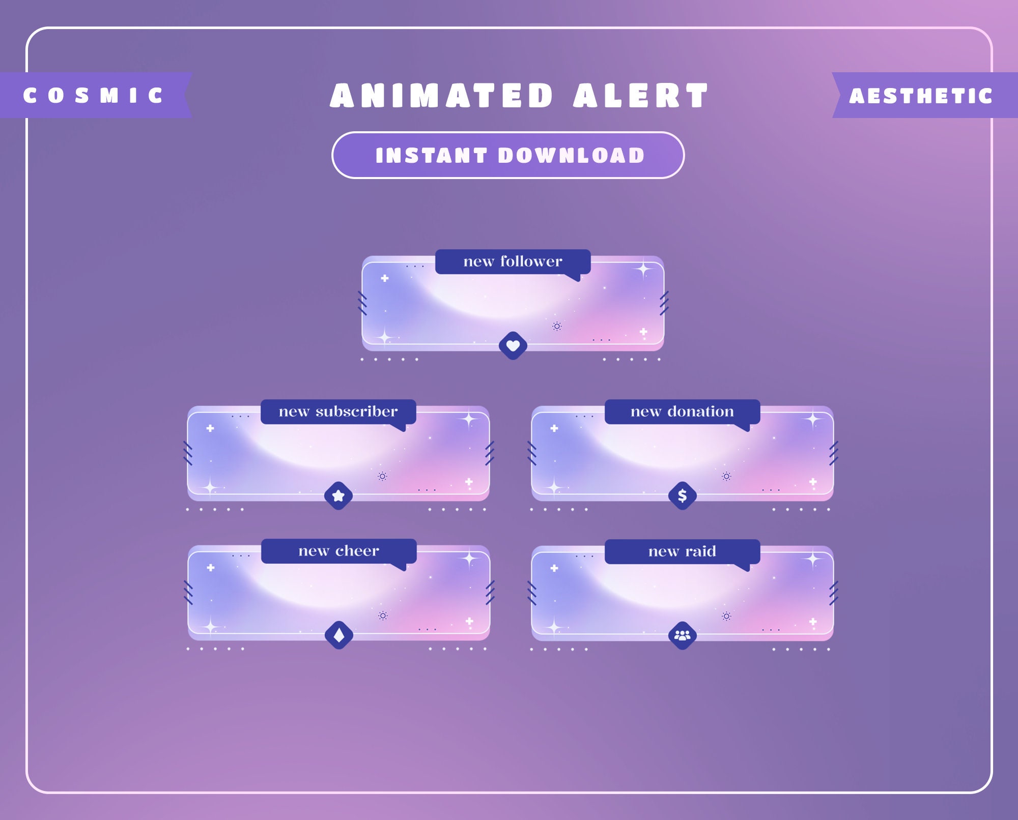 Cosmic Aesthetic Animated Stream Alert Package for Twitch, Youtube ...
