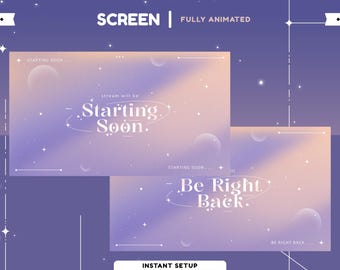Soft Cosmos Animated Stream Screen for Twitch, Youtube, Purple Peach Twitch Overlay, Animated Twitch Screen, Aesthetic Stream Overlay, Soft