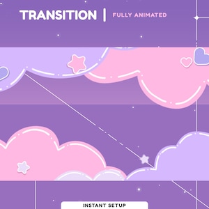 Cloud Dream Animated Stinger Transition, Star Theme Stream, Festive Vtuber Overlay , Transition Pastel Twitch Overlay, Cute Cloud Overlay