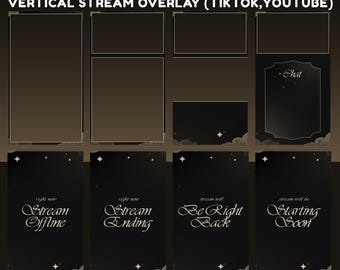 Stellar Clouds Animated Stream Tiktok, Vertical Stream Overlay, Luxury Celestial Moon, Moon and Stars, Black and Gold Aesthetic, OBS Setup