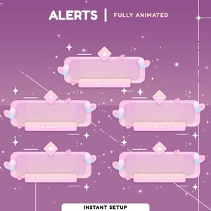 Pastel Love Animated Stream Alert Package, Valentine Theme Vtuber Overlay, Kawaii Love Alert Stream, Cute Pastel Color Pink Vtuber Overlay