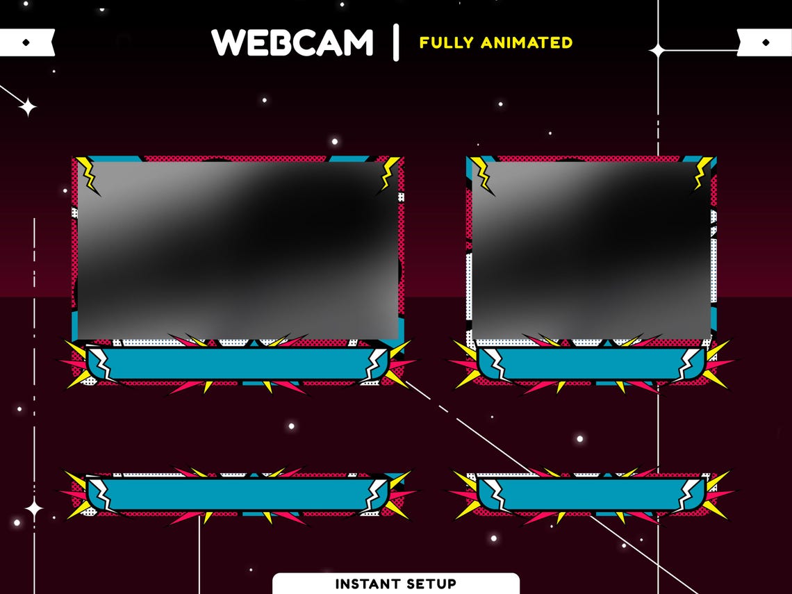 Pop Art Animated Stream Overlay Package for Twitch, Youtube,kick, Comic ...