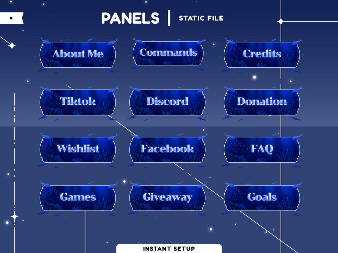 Marine Glow Static Stream Panel Pack, Simple Stream Panel, Ocean Theme ...