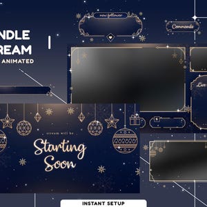 Pakiet nakładek na animowany strumień Celestial Christmas dla Twitch, Youtube, nakładka Twitch Proste Boże Narodzenie, Nowy Rok, prezent Wesołych Świąt