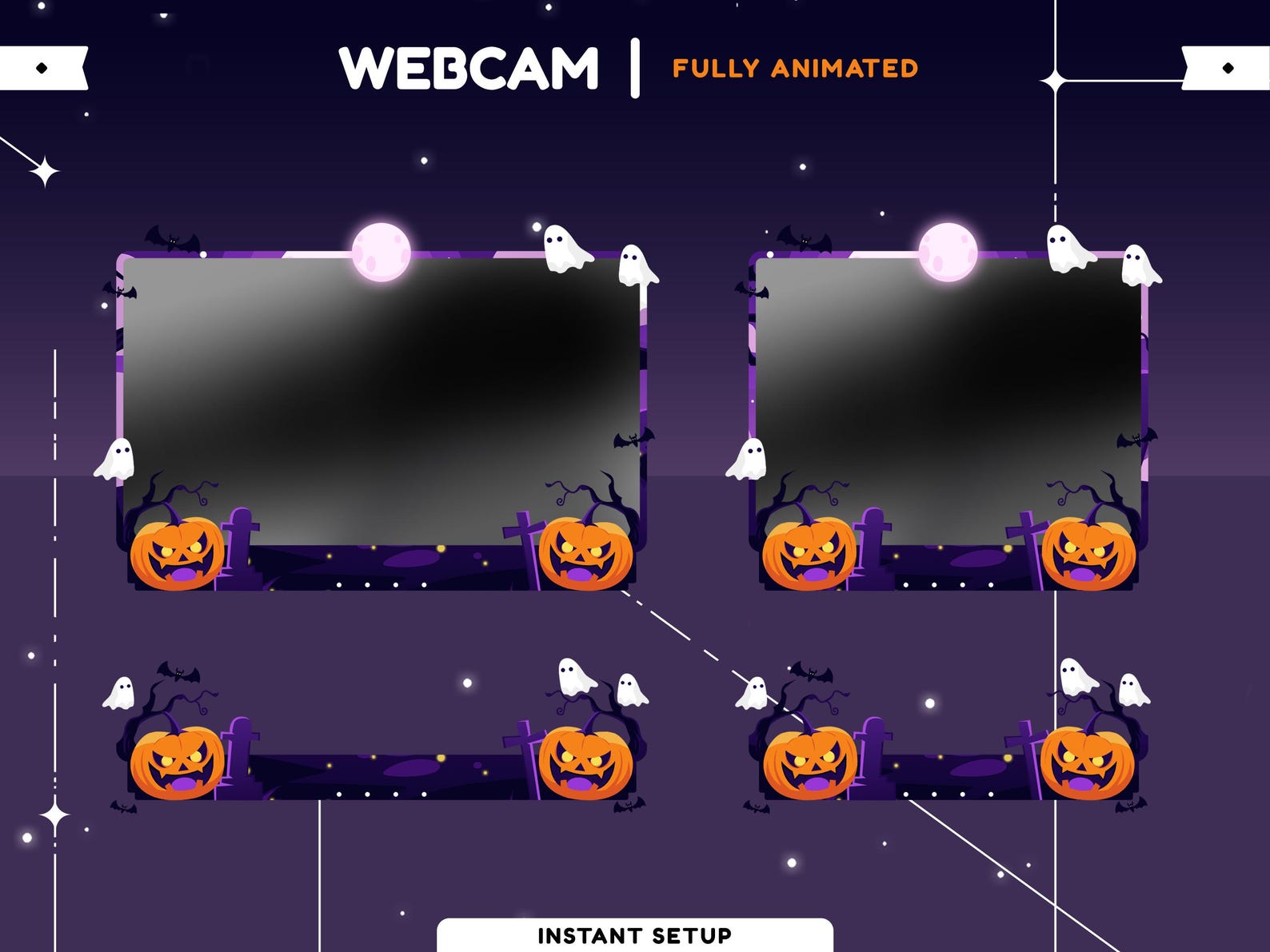 Cute Halloween Animated Overlay Package for Twitch, Youtube, Webcam ...