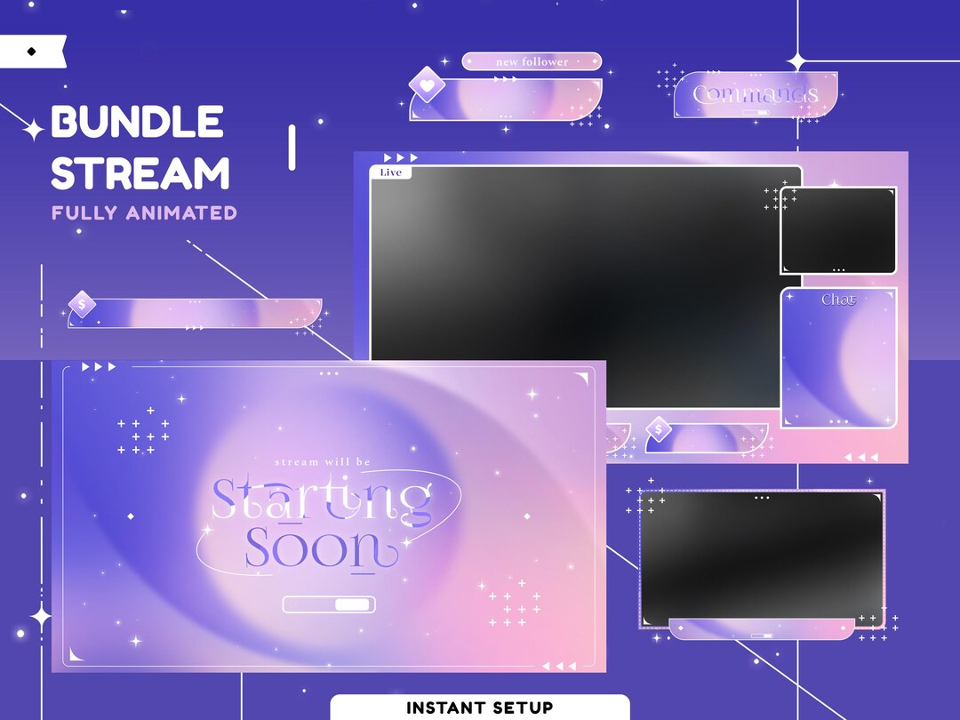 Cosmic Lovely Animated Stream Overlay Package for Twitch, Youtube, Kick ...