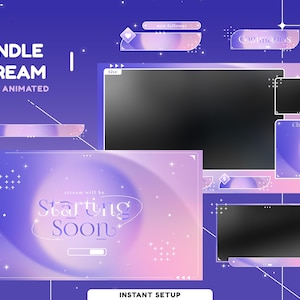 Cosmic Lovely Animated Stream Overlay Package for Twitch, Youtube, Kick, Kawaii Overlay Animated, Aesthetic Theme Twitch, Panel Cute Overlay