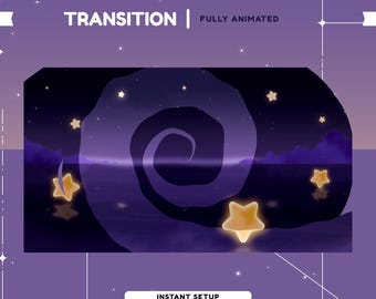 Glowy Ocean Animated Stinger Transition for Twitch, Floating Stars Animated Transition, Purple Transition Overlay, Dreamy Kawaii Transition
