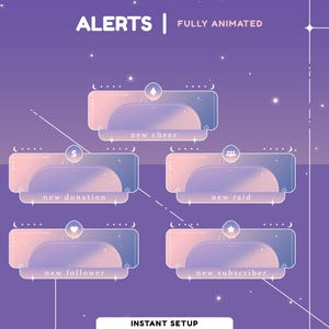 Twilight Aesthetic Animated Stream Alert Package, Pink Purple Stream Theme, Night Sky Stream Assets, Dreamy Stream Overlay, Cosmic Twitch