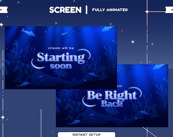Marine Glow Animated Stream Screen for Twitch, Blue Twitch Overlay, Underwater Stream Overlay, Ocean Twitch Overlay, Deep Sea Stream Theme