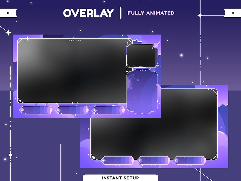 Funimate Overlay Moonlit Animated Overlay Package | Galaxy Theme | Vtuber Overlay ...