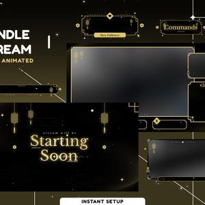 Golden Lantern Animated Stream Overlay Package for Twitch, Youtube, Kick, Twitch Overlay Gold And Black, Cultural Vibes, Sakura,Modern Style
