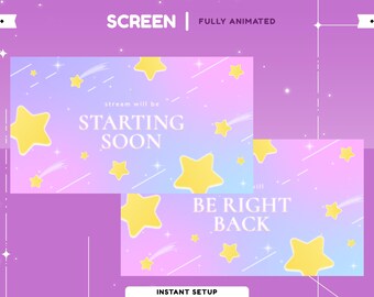 Star Whisper Animated Stream Screen for Twitch, Pink Purple Overlay, Pastel Aesthetic, Starry Stream, Dreamy Overlay, Cute Vtuber Overlay