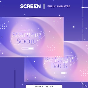 Cosmic Lovely Animated Stream Screen for Twitch, Youtube, Purple Twitch Overlay, Animated Purple, Twitch Screen, Aesthetic Stream Overlay