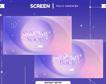 Cosmic Lovely Animated Stream Screen for Twitch, Youtube, Purple Twitch Overlay, Animated Purple, Twitch Screen, Aesthetic Stream Overlay