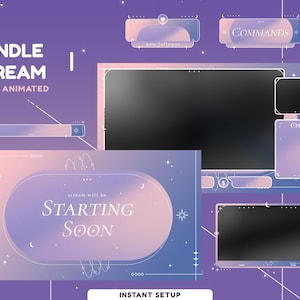 Twilight Animated Stream Overlay Package for Twitch, Pastel Stream Overlay, Aesthetic Stream Overlay, Cozy Stream Graphics, Dreamy Overlay