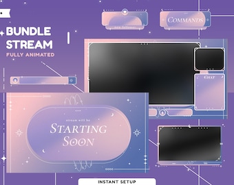 Twilight Animated Stream Overlay Package for Twitch, Pastel Stream Overlay, Aesthetic Stream Overlay, Cozy Stream Graphics, Dreamy Overlay