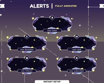 Dark Cloud Animated Stream Alert Package for Twitch, Youtube, Dark Color Overlay, Black Cloud Twitch Overlay, Subscriber, Follower, Donation