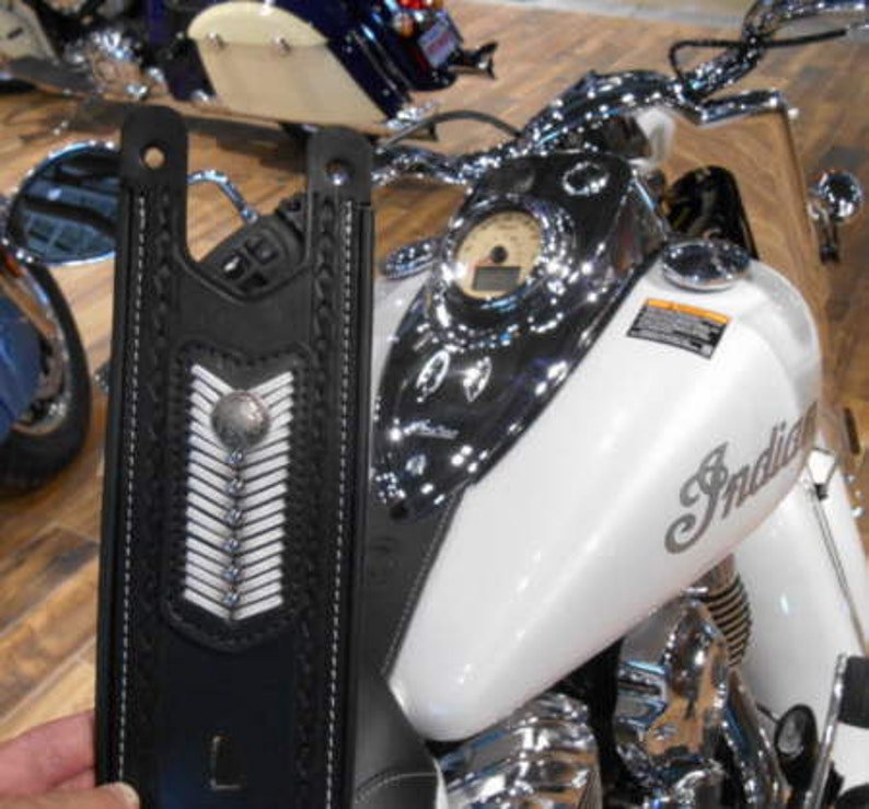 Indian Motorcycle Leather Tank Panel Strap White Lace Etsy