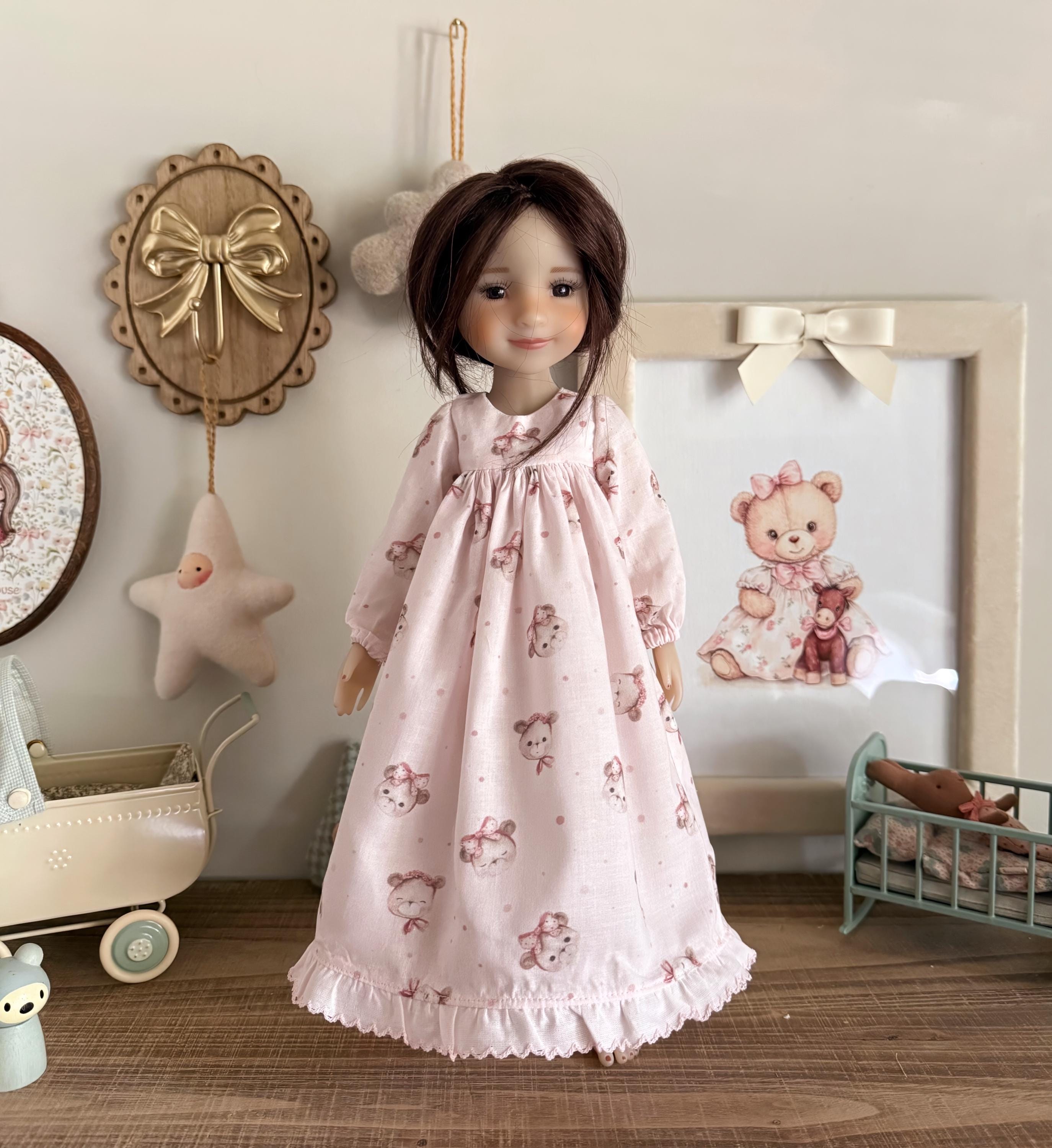 Ruby Red Fashion Friends doll Night gown dress Teddy Bear Doll