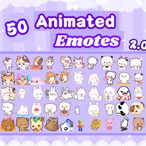 50 EMOTE ANIMATE CARINE versione 2.0 Pacchetto / Per Discord e Twitch / Carine e Kawaii / Emote Twitch / Discord / Streaming carino / Stream Emote