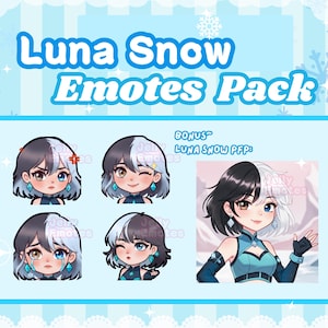 Luna Snow Emotes PACK | For Discord and Twitch | Cute & Kawaii | Twitch Emotes | Discord Emotes | Cute Stream | Stream Pack Melody