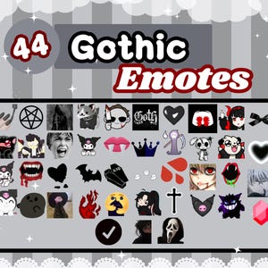 44 Gothic Emotes PACK | For Discord and Twitch | Goth Emo Dark | Twitch Emotes | Discord Emotes | Cute Stream | Goth Stream