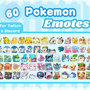 60 Pokemon EMOTES PACK | Animated Emotes| Discord Twitch | Twitch Emotes | Discord Emotes | Cute Stream | Stream Pack | Stream Emotes