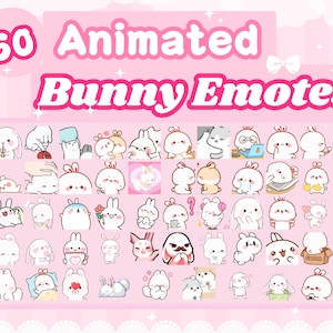 Pacote de 50 EMOTES DE COELHO ANIMADOS | Para Discord e Twitch | Fofo e Kawaii | Emotes do Twitch | Emotes do Discord | Transmissão Fofa | Emotes de Transmissão